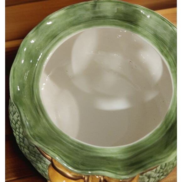 Fitz and Floyd Seasonal Cookie Jar Turkey in Pot of Gourds & Flowers LARGE EUC - Picture 7 of 10